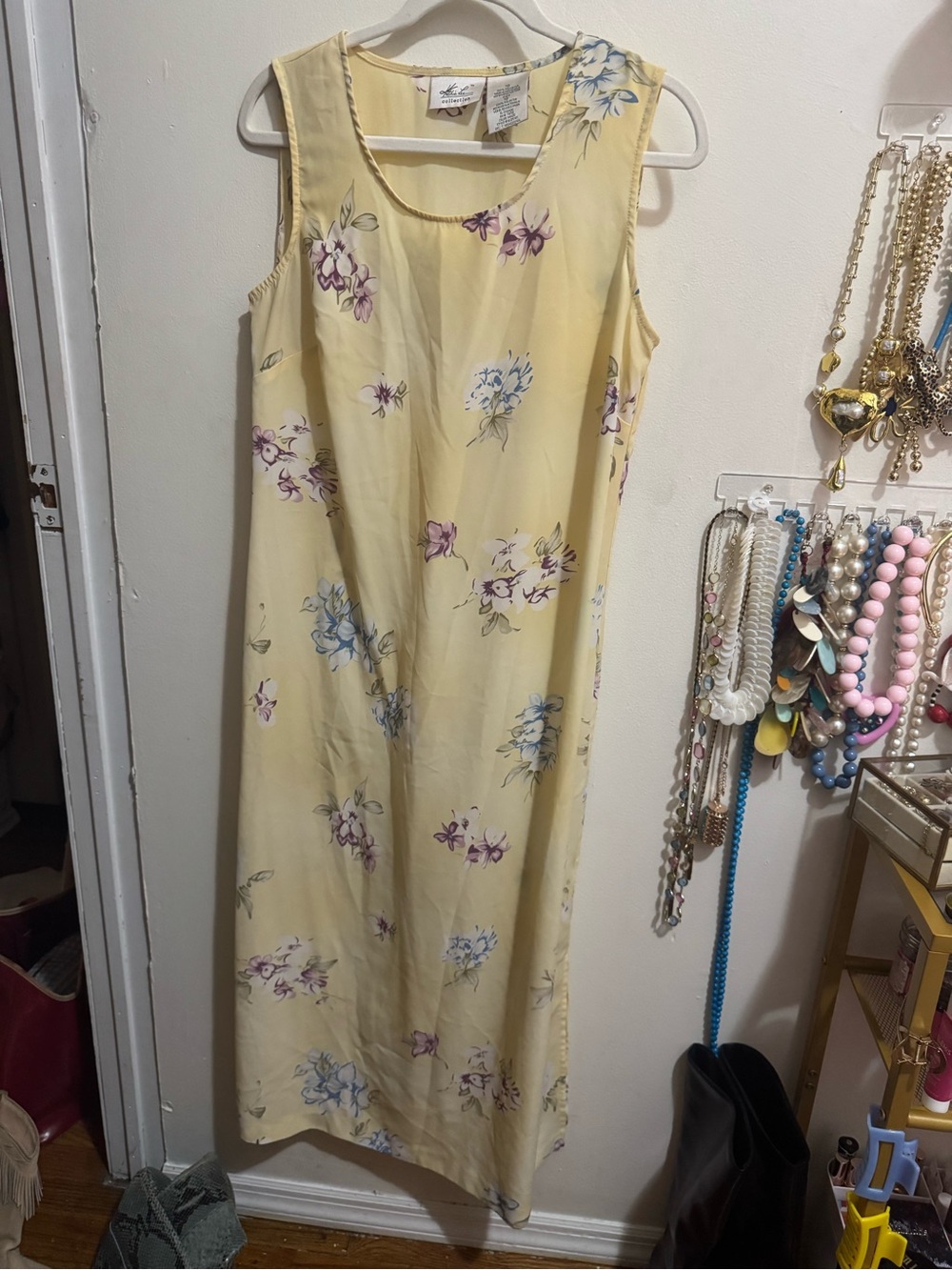 Vintage Yellow Floral Sleeveless Dress